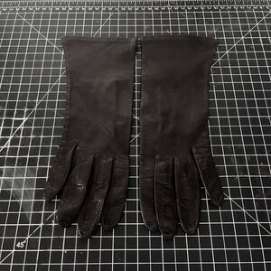 Like New Vintage Italy Brown Fine Leather Gloves Suede Bows Sz 8 Silk Lined